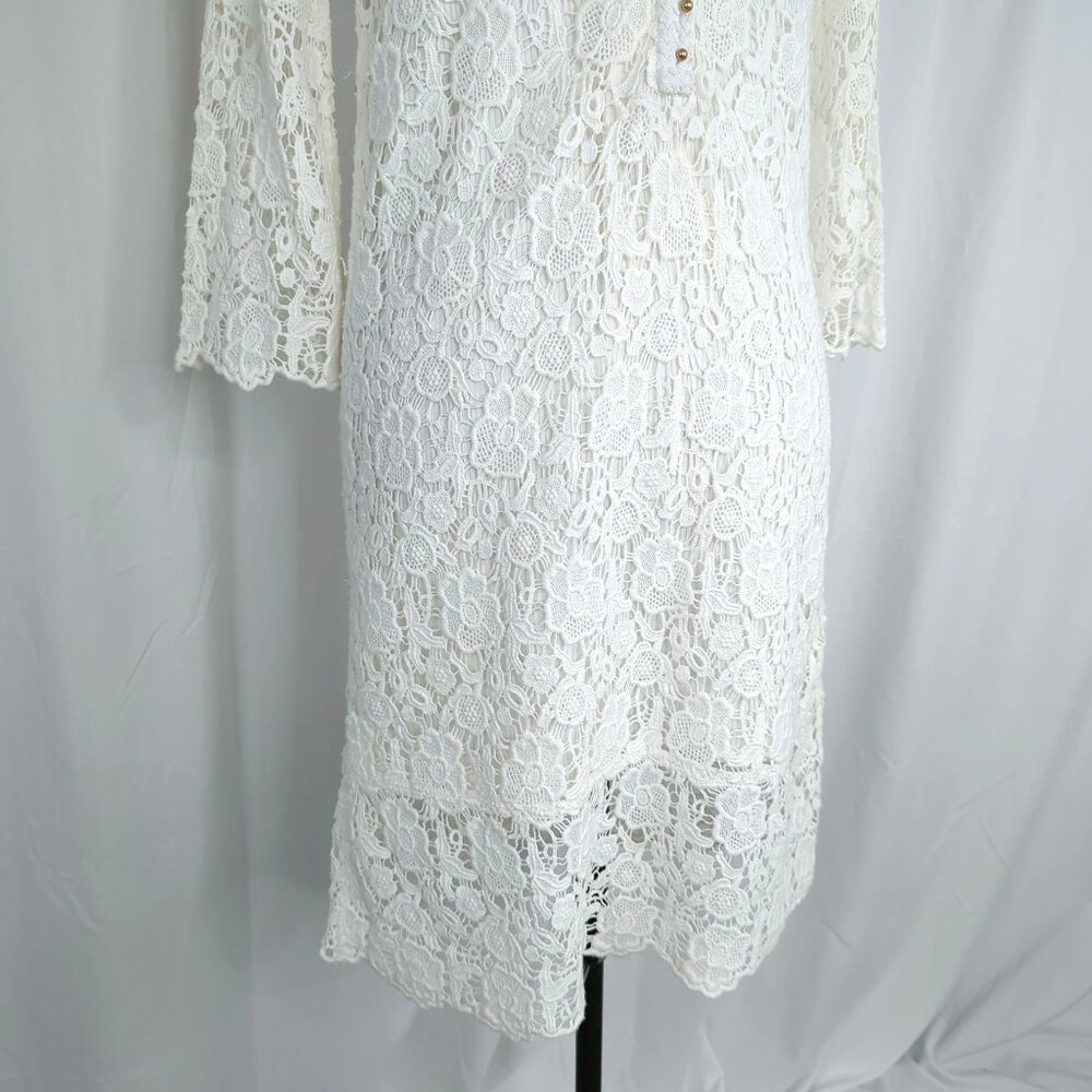 Diane Von Furstenberg DVF White Dress 4 Small  Bridal Lace Crochet Boho - Picture 3 of 10